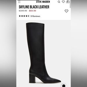 Brand New Steve Madden Black Knee High Leather Skyline Boots